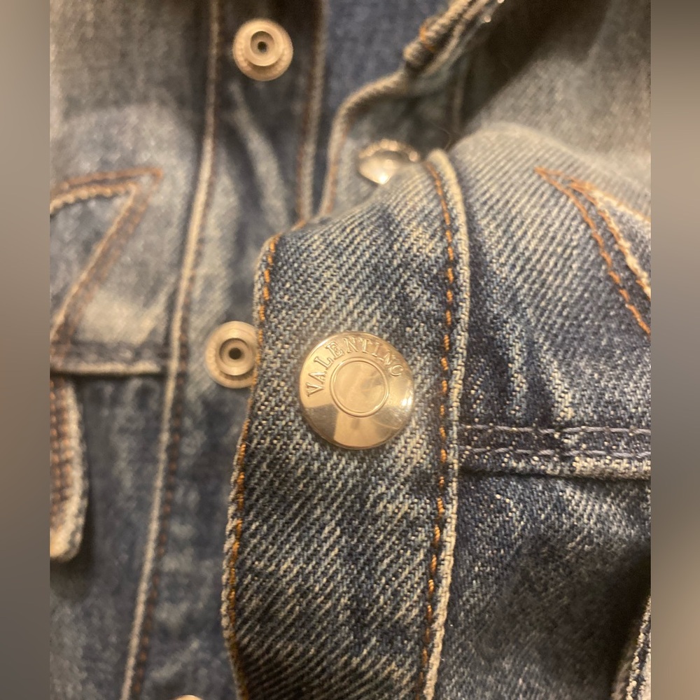 Valentino Made in Italy Star Patch Embroidered Denim Western Snap Shirt Jacket - Picture 12 of 16